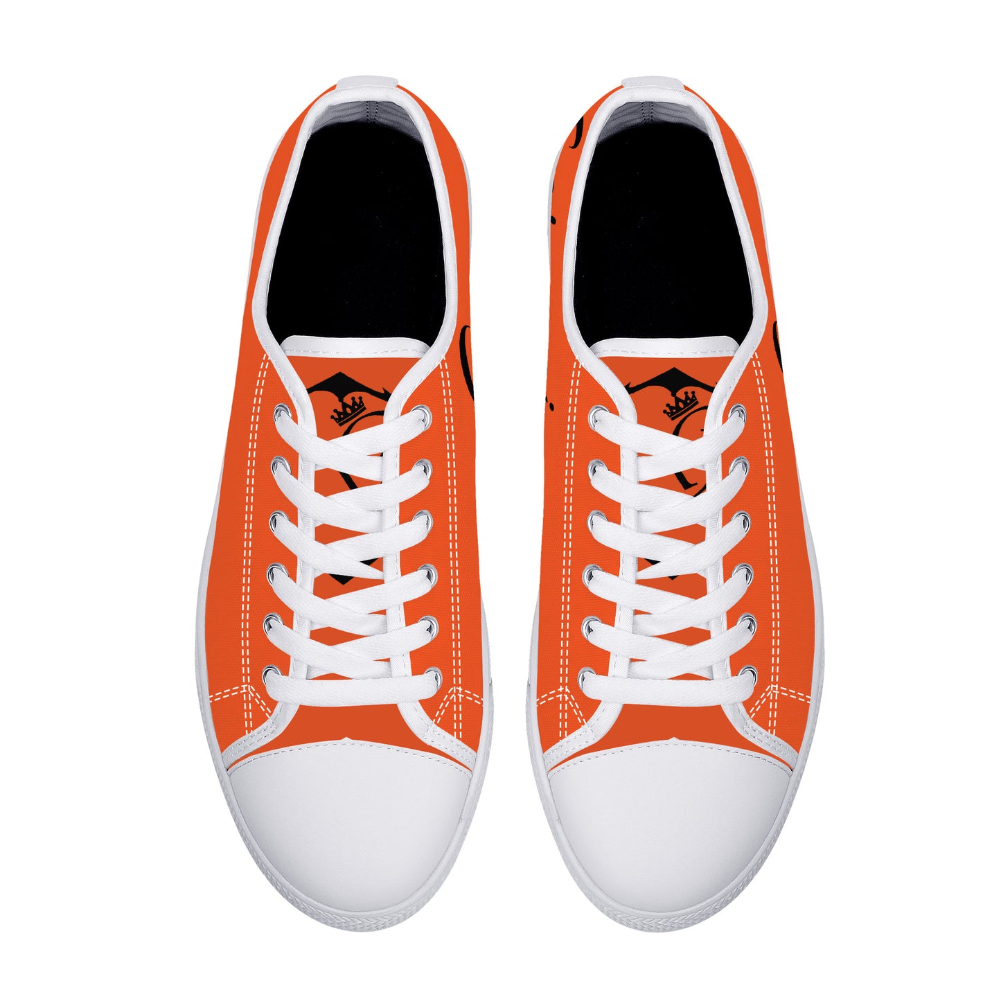 Low-Top Canvas Shoes  White n orange