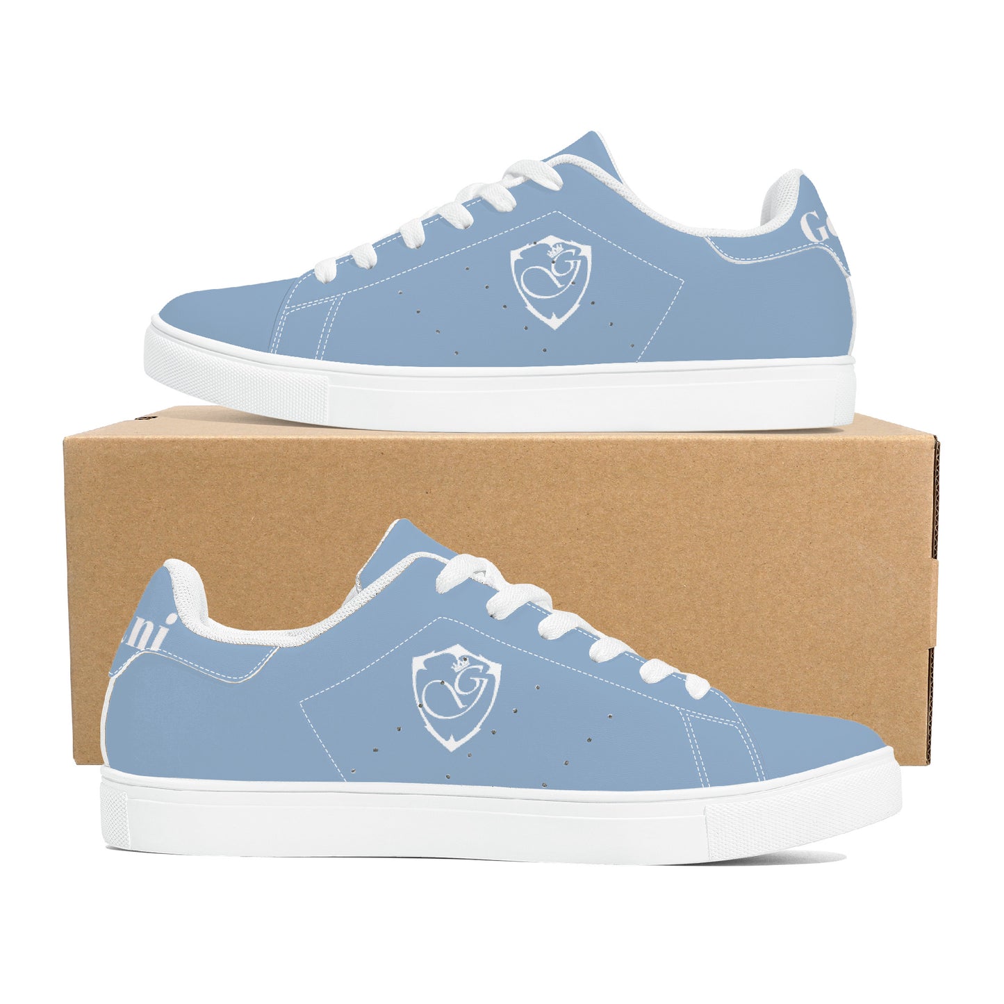 gorgani classic  Low-Top  Leather Sneakers - White and powder