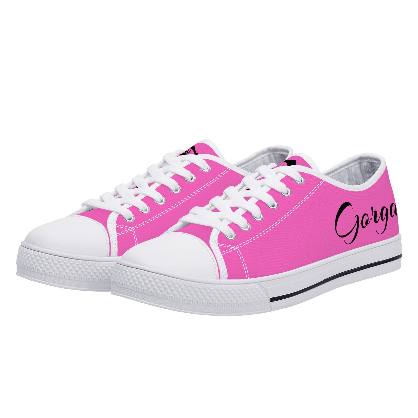 Low-Top Canvas Shoes  White pink