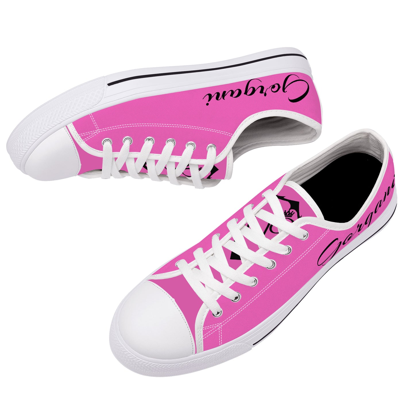 Low-Top Canvas Shoes  White pink