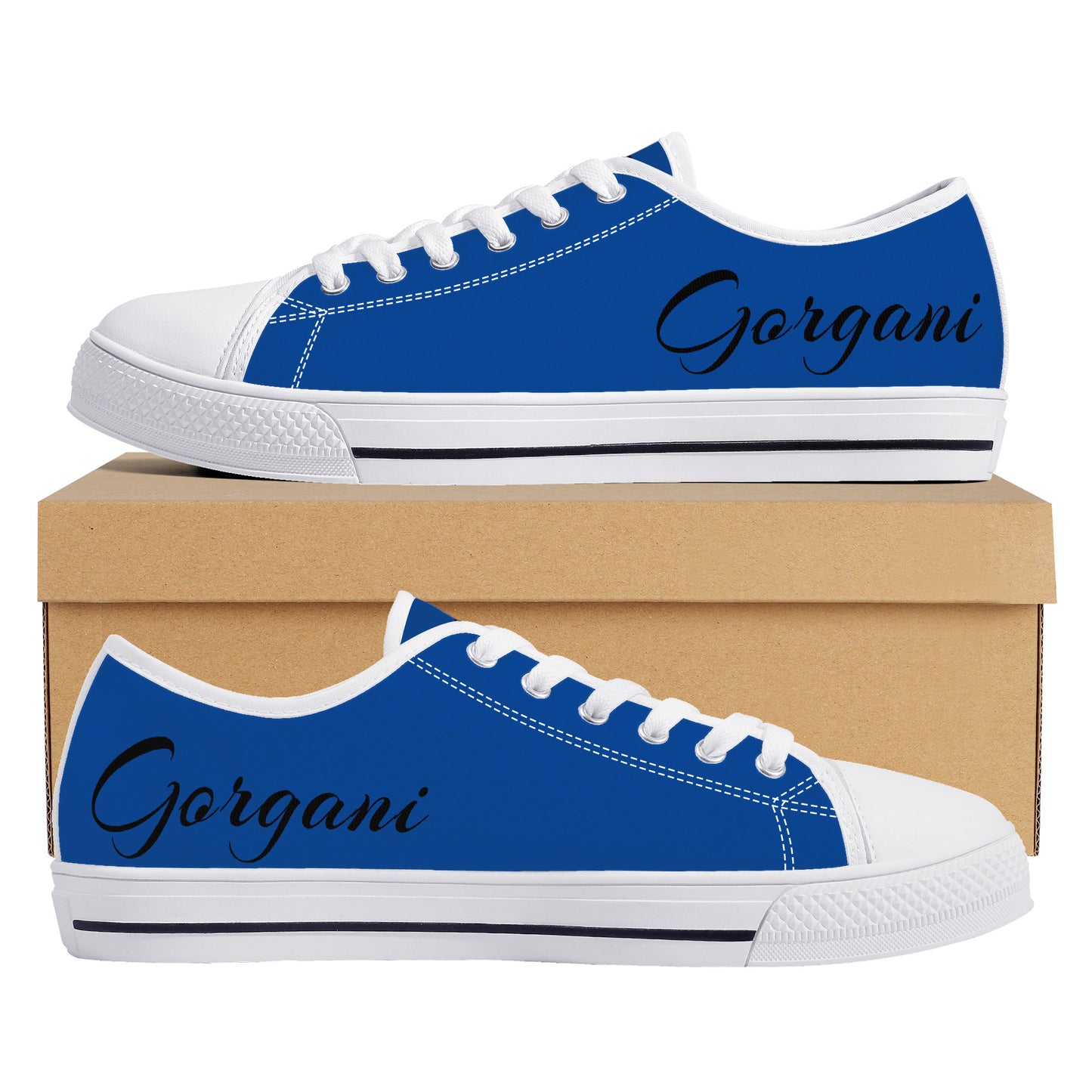 Gorgani Low-Top Canvas Shoes - White n blue