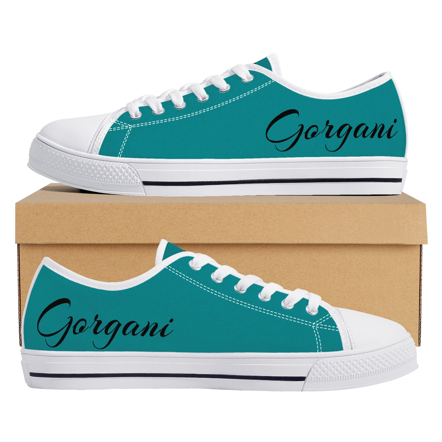 Gorgani  Low-Top Canvas Shoes  - White Aqua