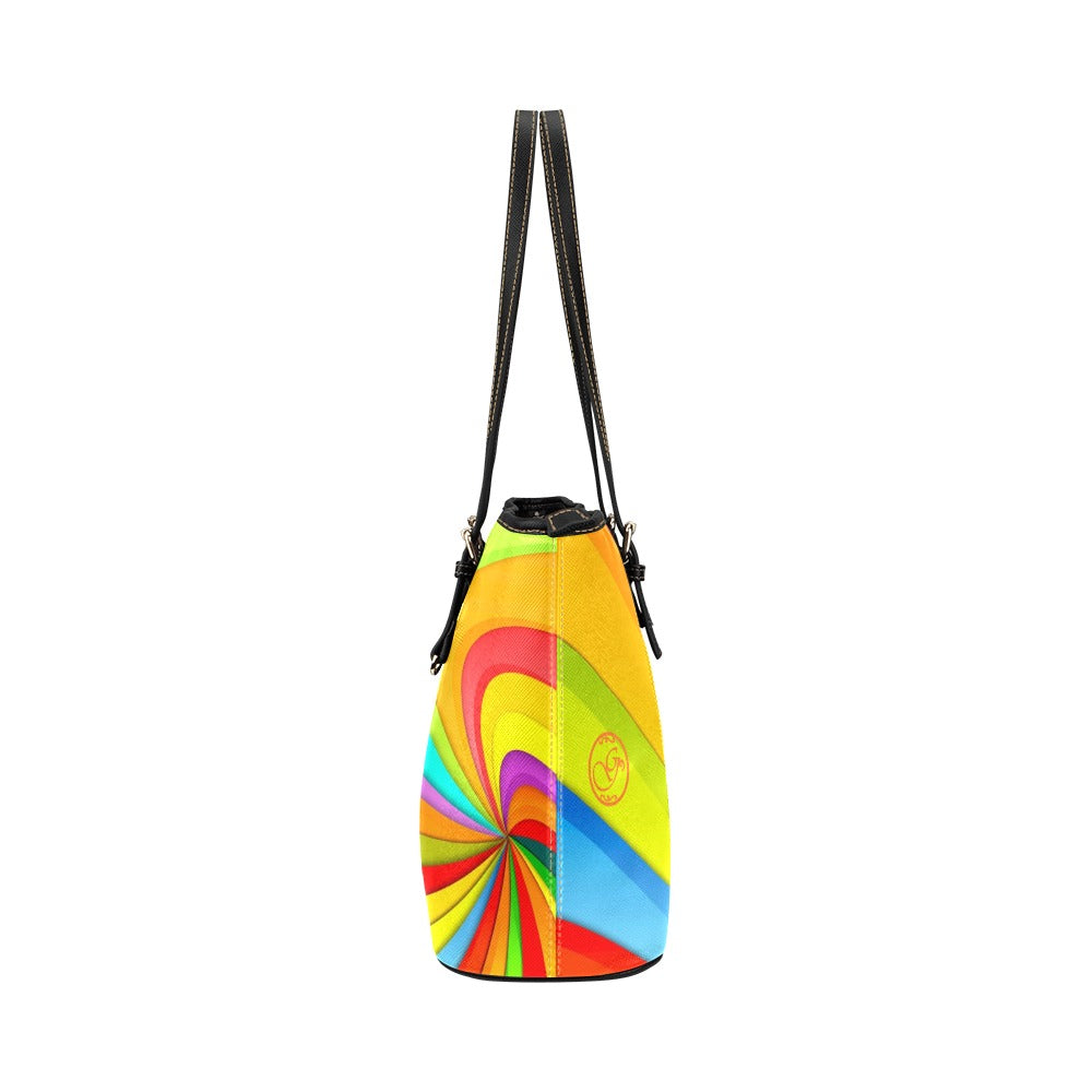orange logo sexy Leather Tote Bag (Model 1651) (Big)