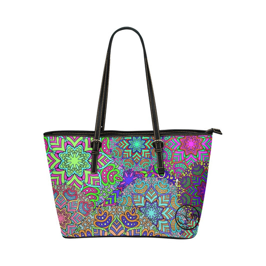 collage Leather Tote Bag (Model 1651) (Big)