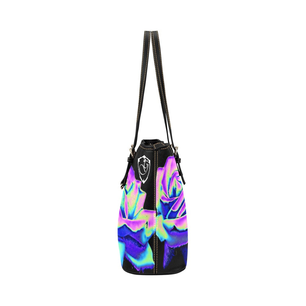 gorgani holo rose Leather Tote Bag (Model 1651) (Big)