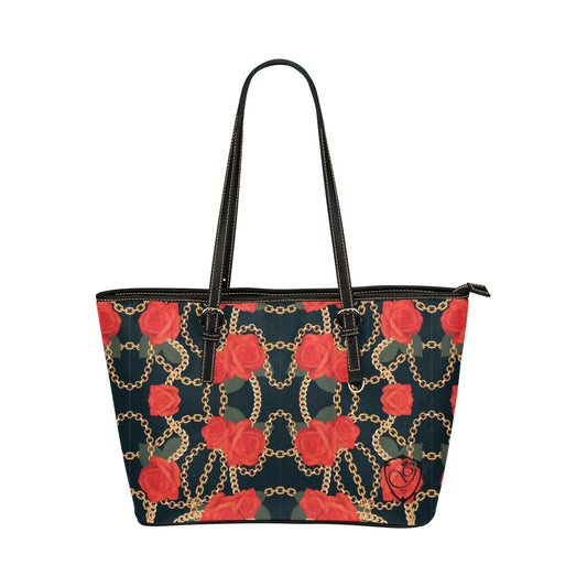 Rose n chain gorgani Leather Tote Bag (Model 1651) (Big)