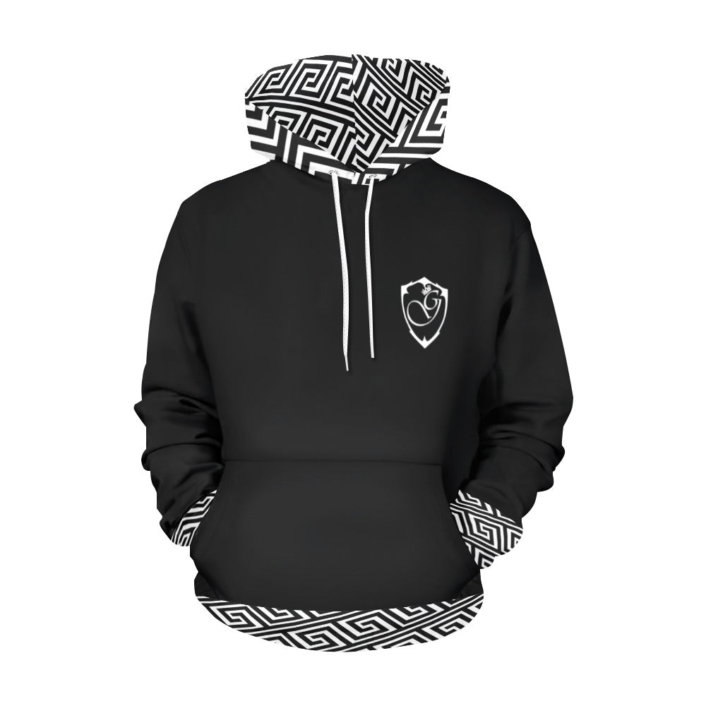 sheild logo white Men's All Over Print Hoodie (USA Size) (Model H13)