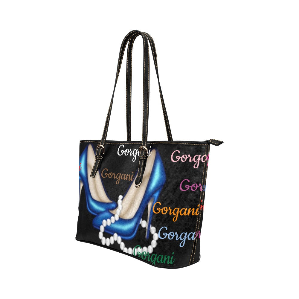 Gorgan heel pblue Leather Tote Bag/Large (Model 1651)