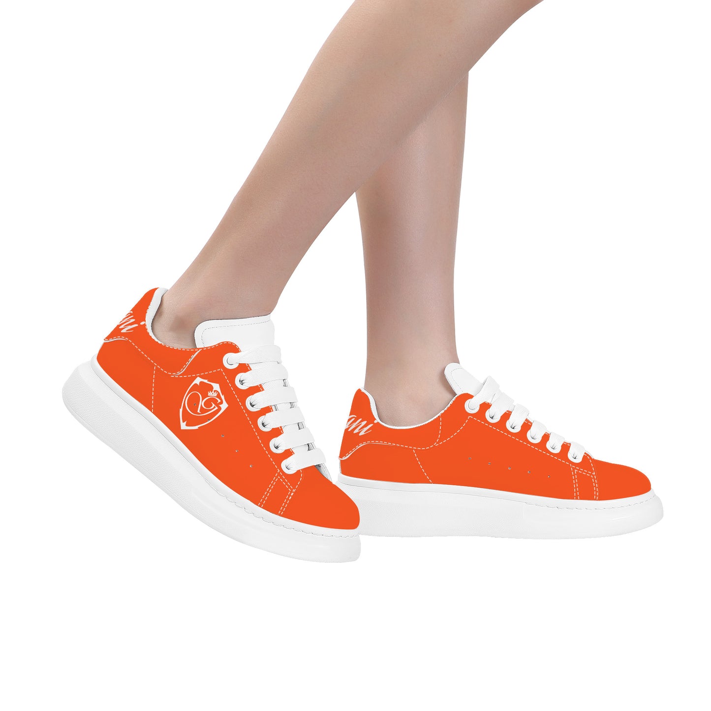 Gorgani D69 Heighten Low Top Shoes - White and  orange