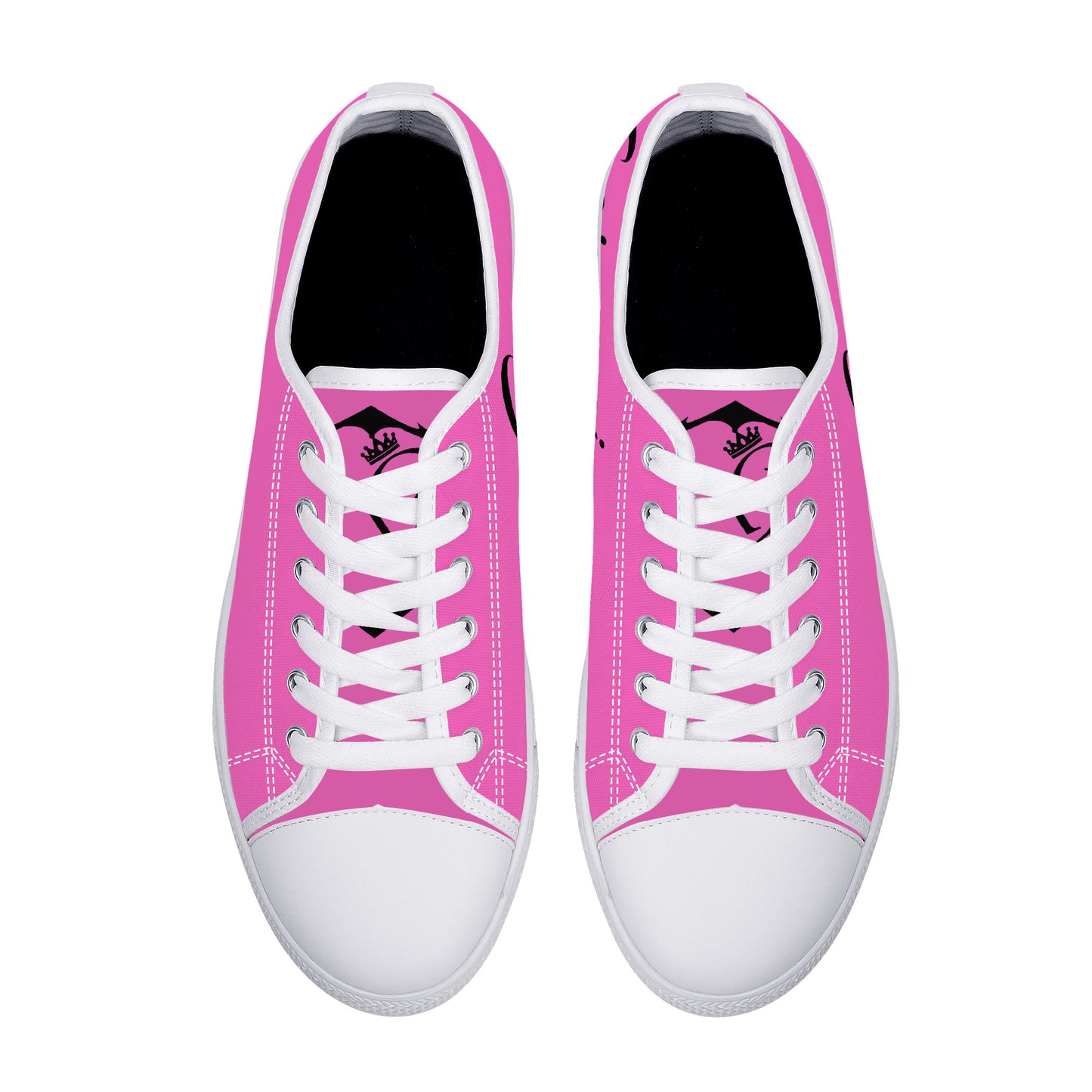 Low-Top Canvas Shoes  White pink