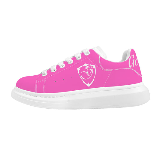 Gorgani D69 Heighten Low Top Shoes - White and  pink