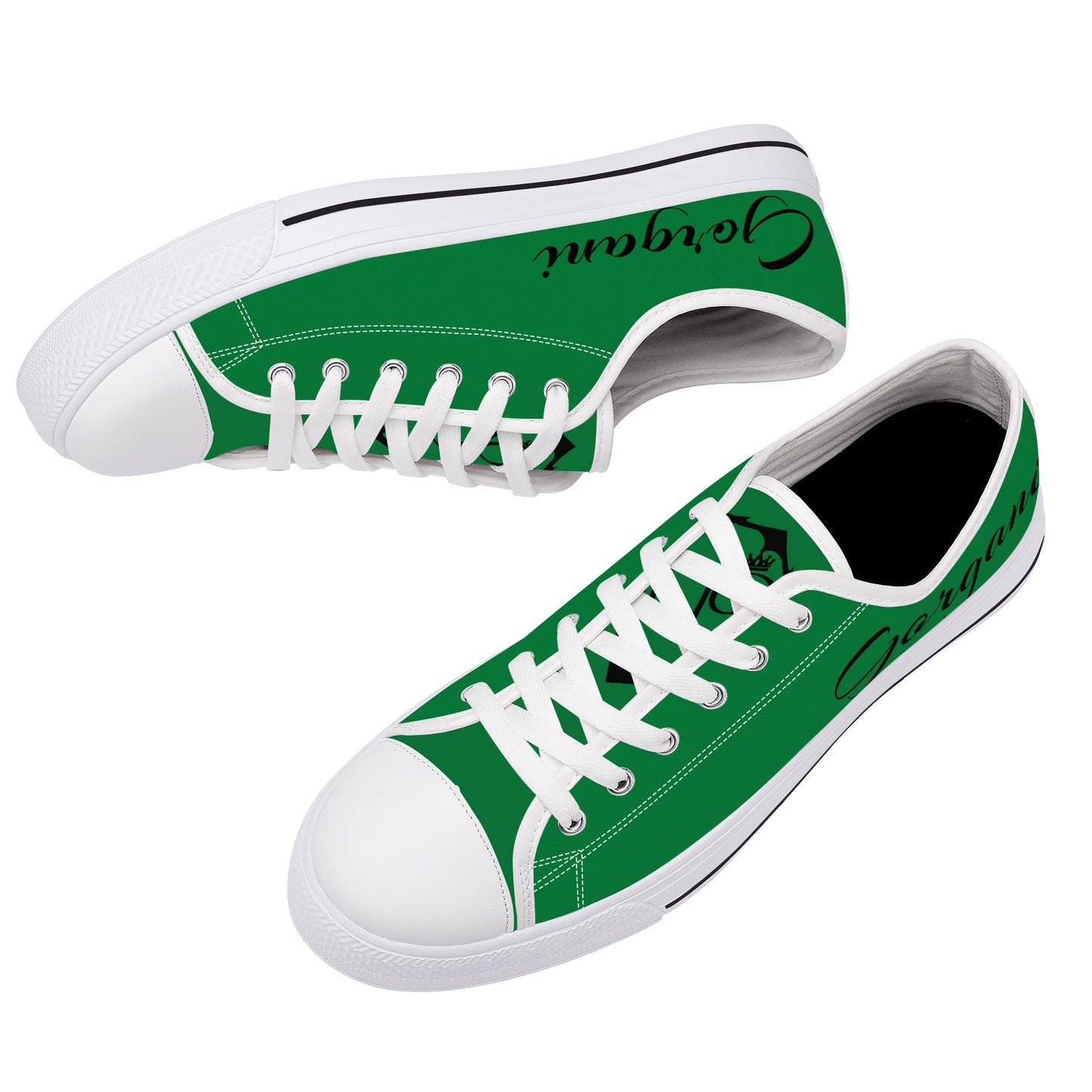 Low-Top Canvas Shoes White and green