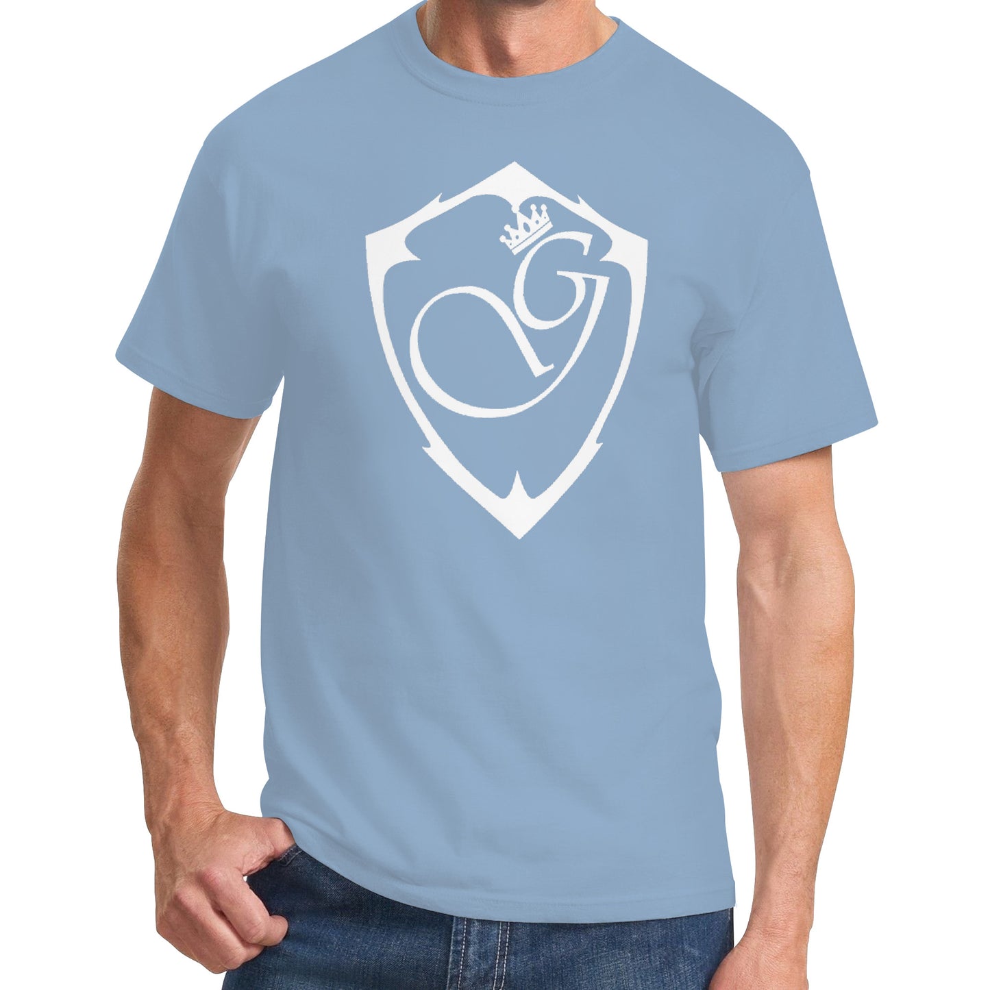 powder blue and white Gorgani T-Shirt