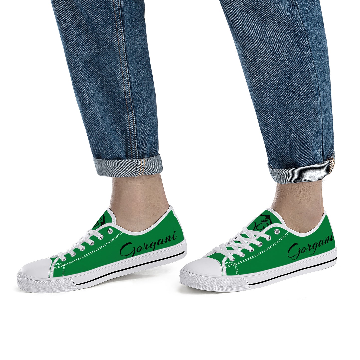 Low-Top Canvas Shoes White and green