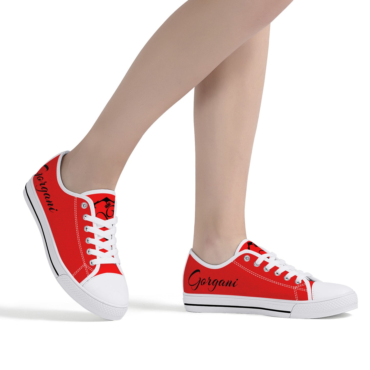Gorgani Low-Top Canvas Shoes White n red